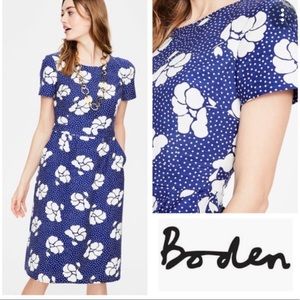 Boden Sierra Textured Dress in Primrose Blue Size 14L EUC